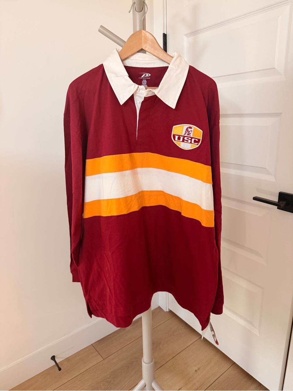 Pro Player USC Trojans XL Rugby Shirt Cardinal Gold Striped Polo